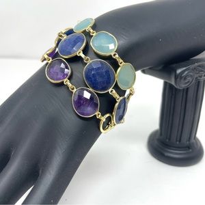 Sterling silver bracelets, 18K gold overlay and semiprecious stones, NWOT